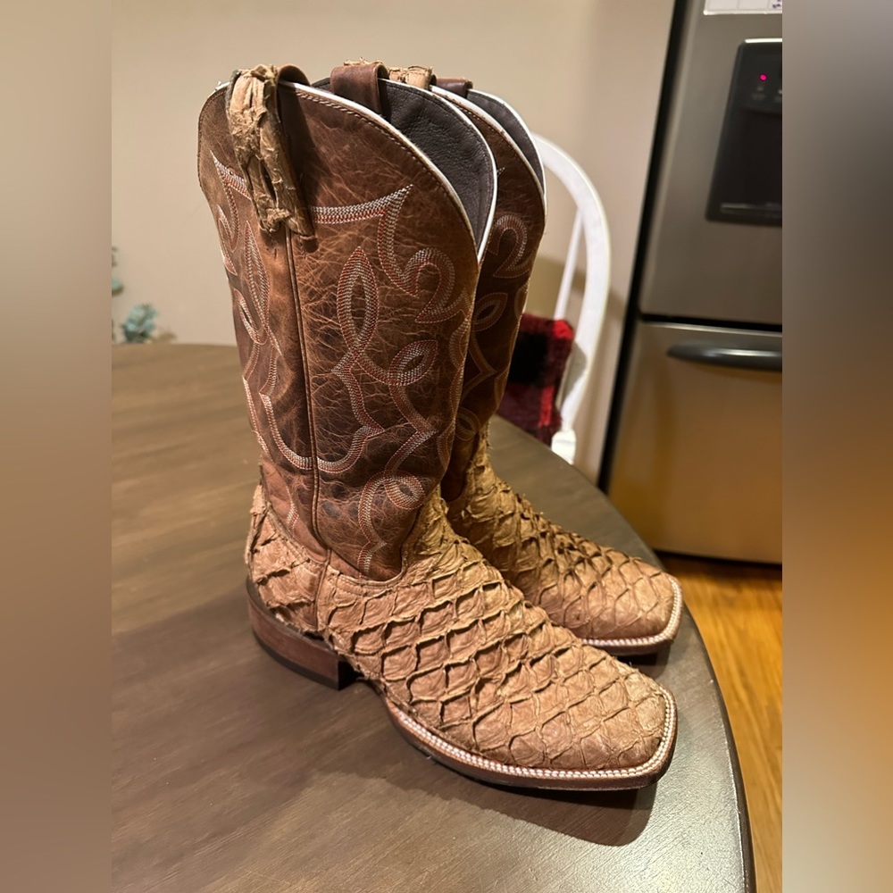 Cavender’s - Rust Cowhide Square Toe Exotic Cowboy Boots
